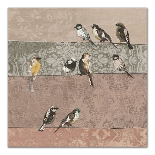 Collage Bird Patchwork 30" x 30" Canvas Wall Art